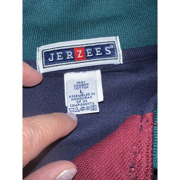 US Navy USS Decatur Shirt Mens Size LARGE Polo Color block VTG 90s Jerzees Brand - Picture 8 of 13